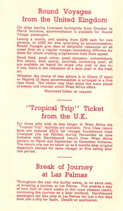 Elder Dempster 1966 timetable