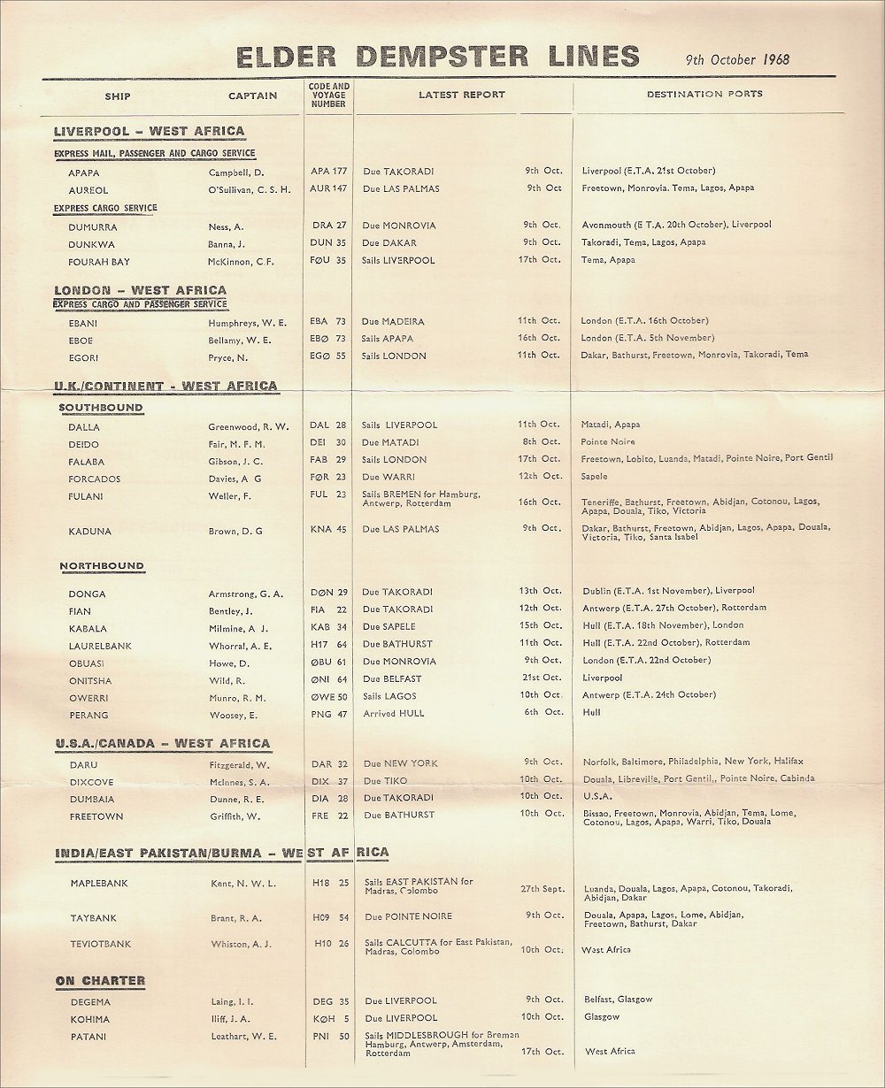 EDL sailing schedule