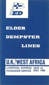 Elder Dempster 1968 timetable