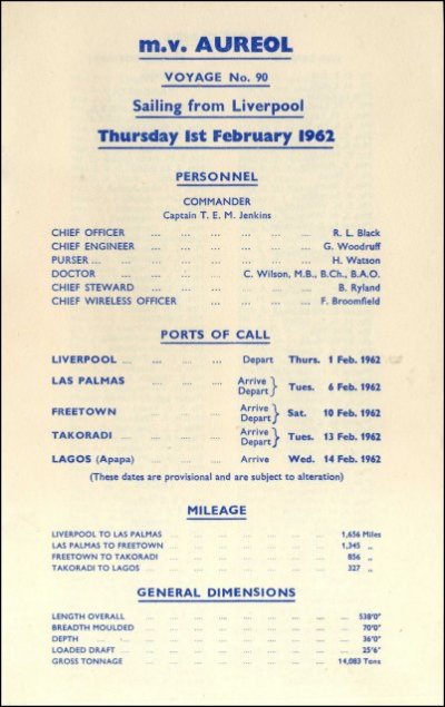 Passenger List - Aureol