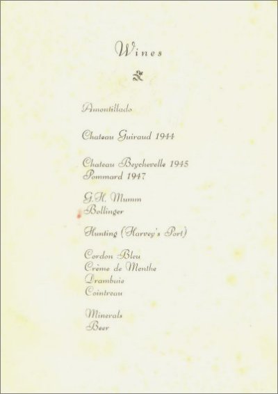dinner menu