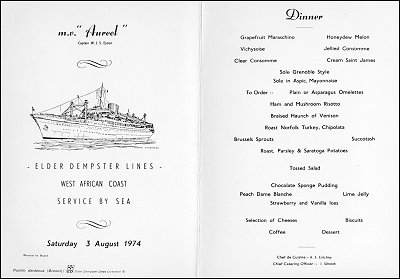dinner menu